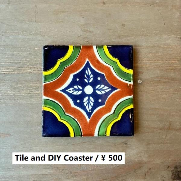メキシコ　タラベラタイル　月彩　ネイビー　コースター　鍋敷き　DIY　柄タイル　室内壁　室外壁　デザ...