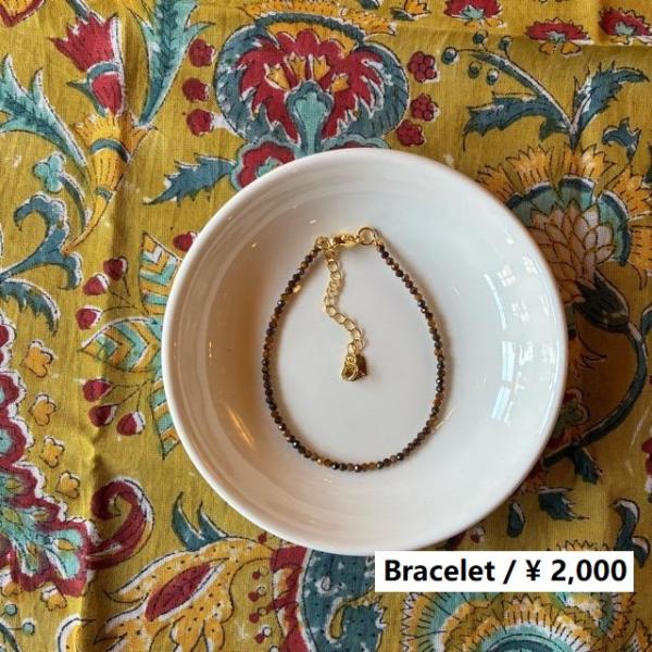 TOPANGA Jewelry　ミニジェムブレスレット　タイガーアイ　虎目石　ブラウン　ナチュラルス...