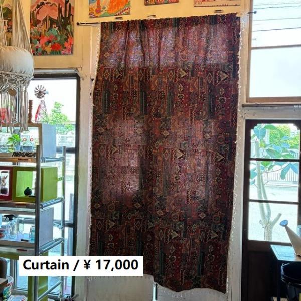 TOPANGA Fabric　ジャガードキリムフリンジカーテン　150×240cm　エスニック　トラ...