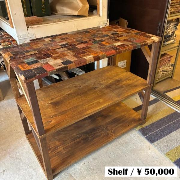 TOPANGA　Furniture　Old Wood＆Leather Patchwork 3-Tie...