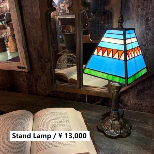 TOPANGA　Lighting　ステンドグラステーブルランプ　ジオメトリック　ブルー　幾何学　ガラ...