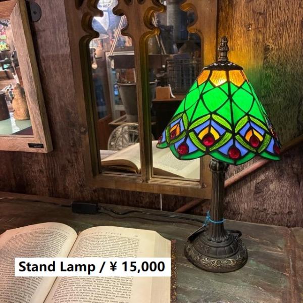 TOPANGA　Lighting　ステンドグラステーブルランプ　ピーコック　グリーン　クジャク　ガラ...