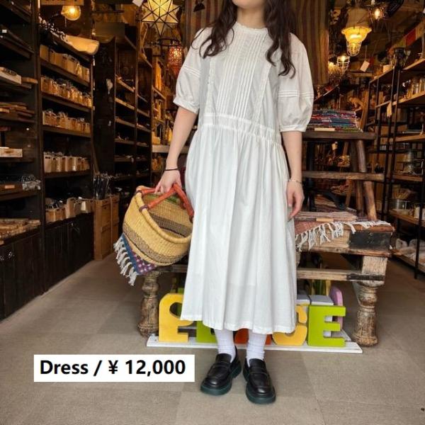 Topanga Lady's　デイリーコットンピンタックワンピース　ホワイト　ナチュラル　パススリー...