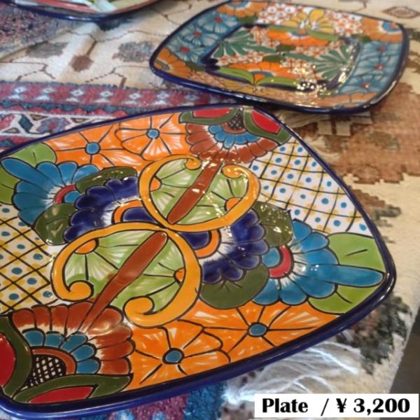 Mexico　Guanajuato Ware　Square plate　Navy 3Types in...