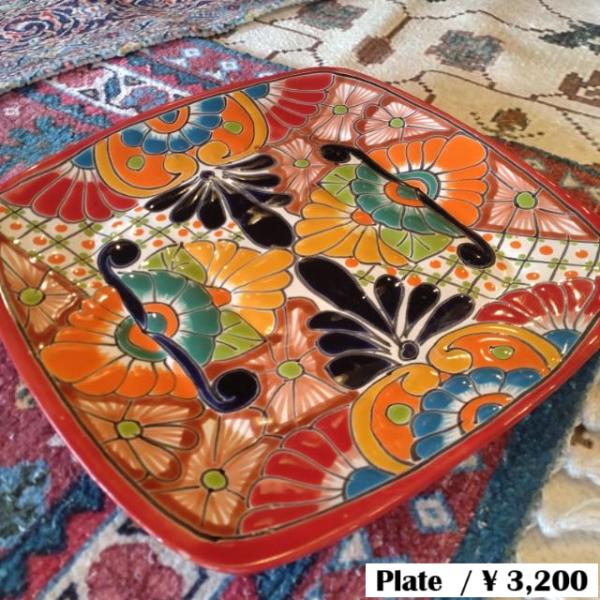 Mexico　Guanajuato Ware　Square plate　Red　Flat plate...