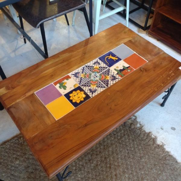 【店頭受取専用商品】TOPANGA　Furniture　アカシアウッドメキシコタイルローテーブル　リ...