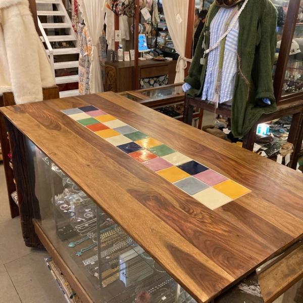 TOPANGA Furniture　シーシャムウッド×メキシコタイル天板　180×82cm