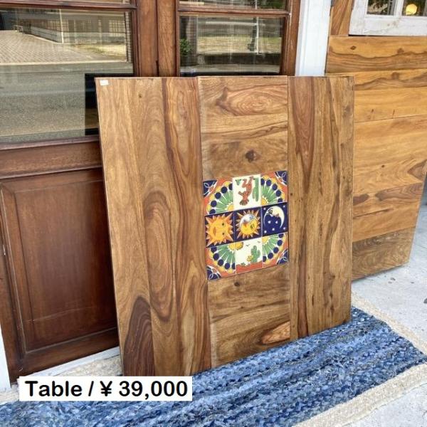 TOPANGA Furniture　シーシャムウッド×メキシコタイル天板　92×89cm