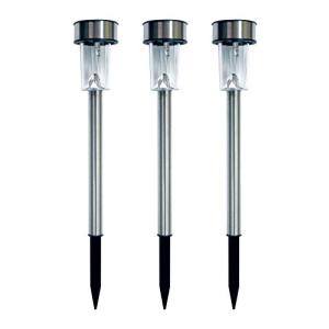 ステンレス製ランプ トレードワン ステンレス ソーラー ガーデン ライト 3本セット 30089