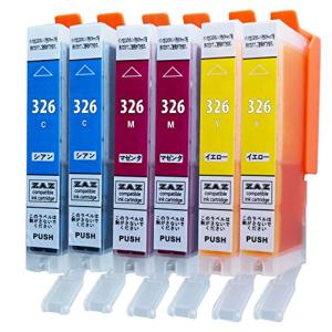 ZAZ BCI-326 CMY 各2本セット 計6本 互換インク BCI-326C BCI-326M BCI-326Y ICチップ付 残量表示可 FFP