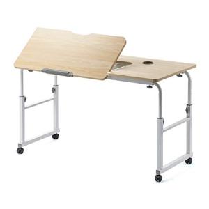 サンワダイレクト パソコンデスク 高さ56? 85cm 脚の幅120? 196cm 角度調整 【組立簡単】 キャスター付き 天板幅120×奥行60cm モニターアーム取付対応の商品画像