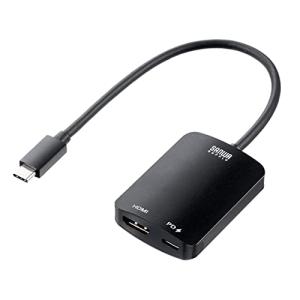 サンワダイレクト Type-C HDMI 変換アダプタ 4K/60Hz HDR対応 PD100W iPad Pro/Air Switch 有機ELモデル対応 ケーブル長20cm ブラック 500-KC038の商品画像