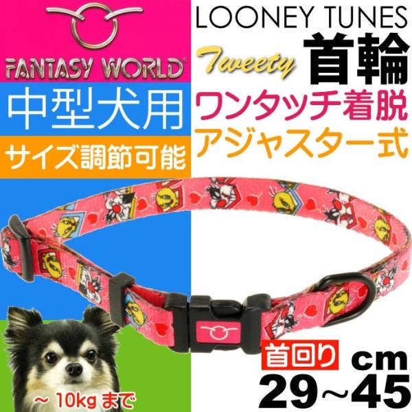 トゥイーティー 中型犬用 首輪 赤 幅15mm 首回り29〜45cm ペット用品 キャラクターグッズ...