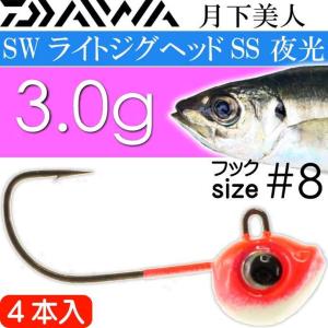 月下美人 SWライトジグヘッドSS 夜光 3.0g 超細軸フック#8 4本入 フックサイズ約3/32oz DAIWA ダイワ アジング メバリング Ks2420