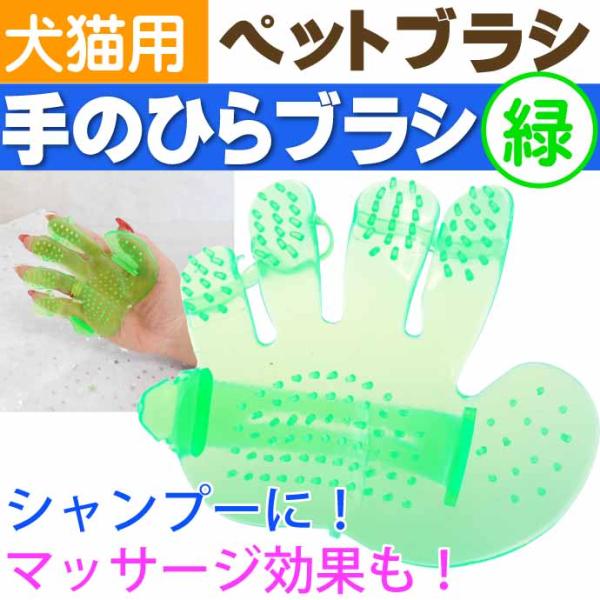 ペットブラシ 犬用ブラシ 手袋 手の平ブラシ 緑 ムダ毛除去 猫用ブラシ マッサージ効果あり 風呂 ...