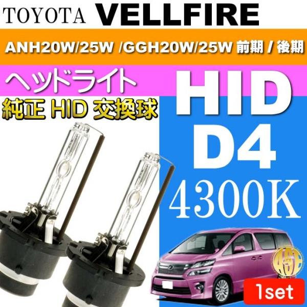 ヴェルファイア D4C D4S D4R HIDバルブ4300Kバーナー2本 VELLFIRE H20...