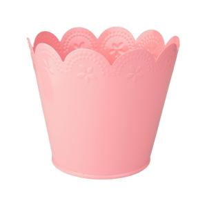 ブリキ製 スカラップ フラワー ポット (ピンク) Flower Pot プランター 植木鉢 小物入れ 観葉植物 おしゃれ インテリア カラフル かわいい｜abspec