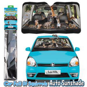 スクワレル オート サンシェード Car Full of Squirrels Auto Sunshade 車 フロント かわいい 日除け 紫外線 リス カー用品 おもしろ｜abspec