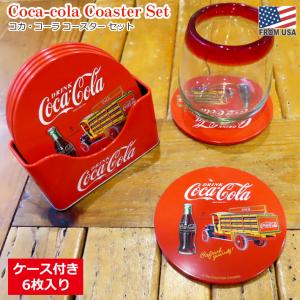 コカコーラ コースター 6枚セット ケース付き Coca-Cola グッズ キッチン 小物 丸型 来客 インテリア コーラ 2023｜abspec