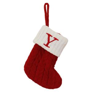 イニシャル ソックス (Y) Initial Socks クリスマス 飾り 靴下 吊り下げ ニット サンタ 装飾 インテリア ツリー プレゼント 【メール便OK】｜abspec