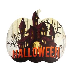 ハロウィン かぼちゃ型 サイン プレート (C) Halloween Wooden SignPlate 木製 飾り 玄関 装飾 インテリア 壁掛け イベント【メール便OK】｜abspec