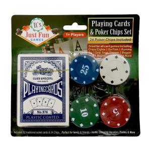 プレイング カード ＆ ポーカー チップ セット ブルー Cards & Poker Chips Set おもちゃ トランプ カード カジノ メール便OK｜abspec