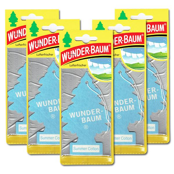 ワンダーバーム サマー コットン 5枚セット 芳香剤 エアフレッシュナー 車 部屋 吊り下げ ワンダ...