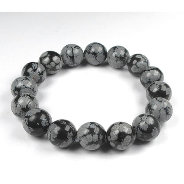 スノーフレークオブシディアン 12mm玉 ブレスレット B1obsi026