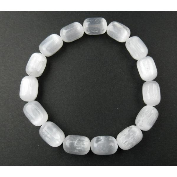 セレナイト円柱ビーズ ブレスレット 天使の石 おしゃれに 天然石 パワーストーンB1sele005