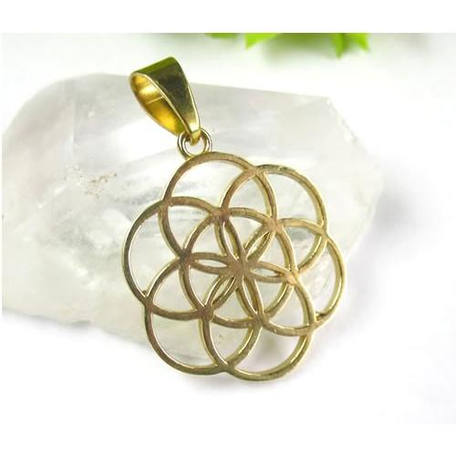 シードオブライフ ゴールドカラーペンダント★銅にメッキ★オルゴナイト作りに　fol072