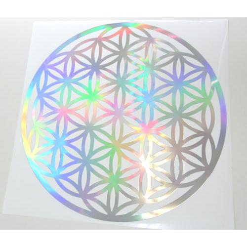 【メタリックシール直径29.5cm 1枚】フラワーオブライフ直径29.5cm 1枚分 ホログラムレイ...