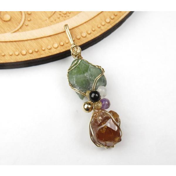 スペサルティンガーネット&amp;デマントイド14kgfペンダント　 カリスマ性と人を惹きつける魅力 人脈や...