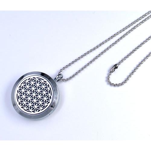 アロマディフューザー ペンダント25mm フラワーオブライフ カラーパッド10色 チェーン付き 神聖...