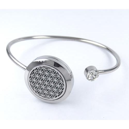 アロマディフューザー バングル 25mm フラワーオブライフ カラーパッド10色付き 神聖幾何学図形...