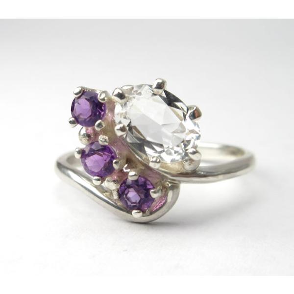 ペタライト7mm&amp;アメジスト2mm デザインリング H&amp;E社 pe407r