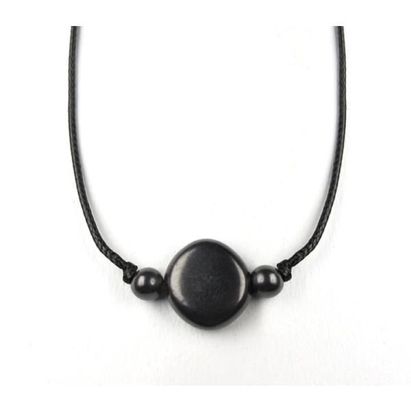 シュンガイト コードペンダント 1粒 平型ラウンド 長さ調整可能 かつてない保護の石 パワース トー...