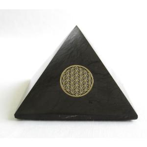 シュンガイト ピラミッド3cm 結界用4個セット フラワーオブライフ 神聖