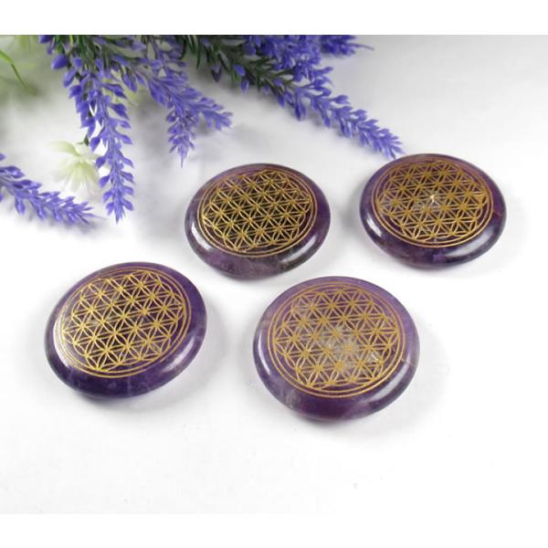 フラワーオブライフ タブレット アメジスト 直径35mm tab012