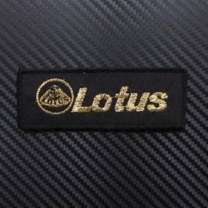 Lotus ロータスロゴ ブラック/ゴールド 四角 クロスバッジ レモンイエロー刺繍カラー｜ac-minds-aj