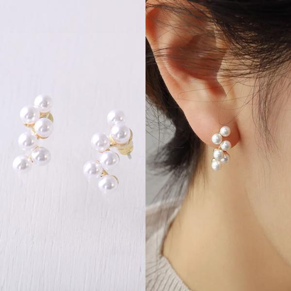 ピアス パール ゴールド ドロップ ブーケデザイン 普段使い シンプルデザイン