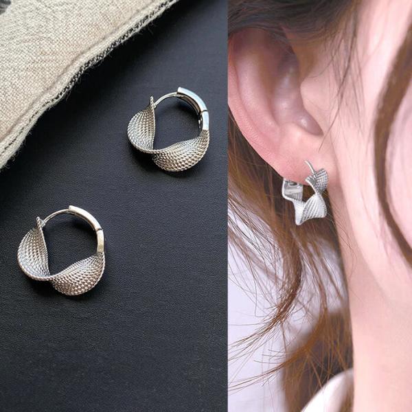 フープピアス ツイストデザイン 大きめ 大ぶり テクスチャ シンプル