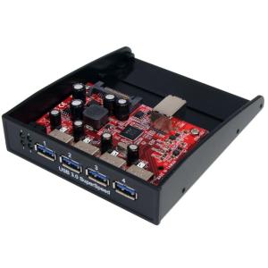 スターテック 3.5インチベイ対応USB 3.0フロントパネル 4ポートUSBハブ 5インチベイにも搭載可能
