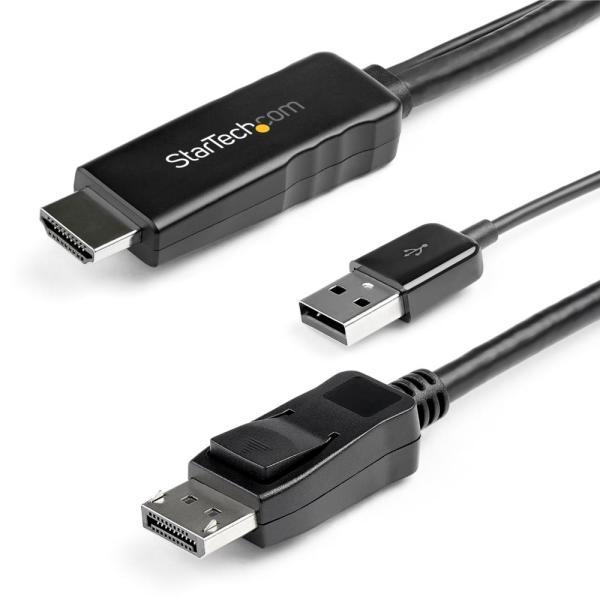HDMI - DisplayPort変換ケーブル 3m USBバスパワー対応 4K 30Hz HDM...