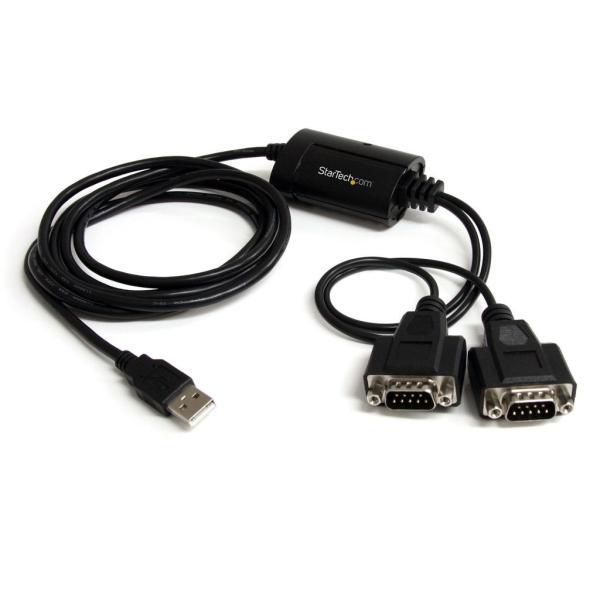 2ポート増設USB 2.0-RS232Cシリアル変換ケーブル 1x USB A オスー2x DB-9...