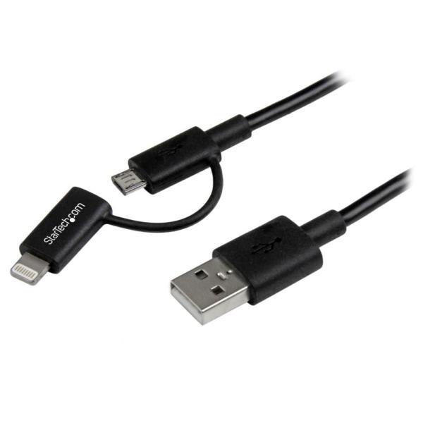 Apple Lightning  Micro USB - USBケーブル 1m ブラック iPhon...