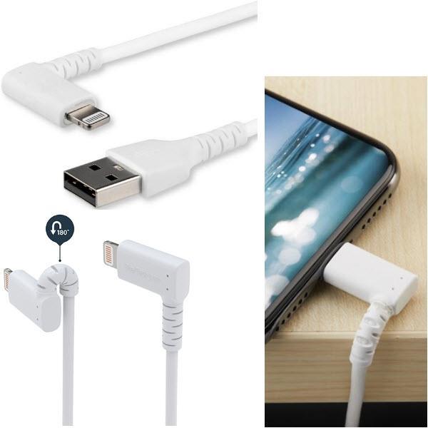 L型ライトニングケーブル 1m ホワイト Apple MFi認証iPhone充電ケーブル 高耐久性 ...
