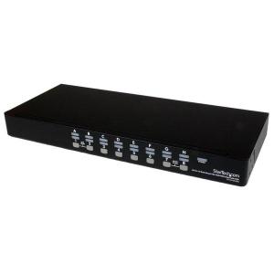 スターテック 1Uラックマウント対応 16ポート シングルVGAディスプレイ対応USB接続KVMスイッチ OSD機能 USB VGA KVMケーブル付