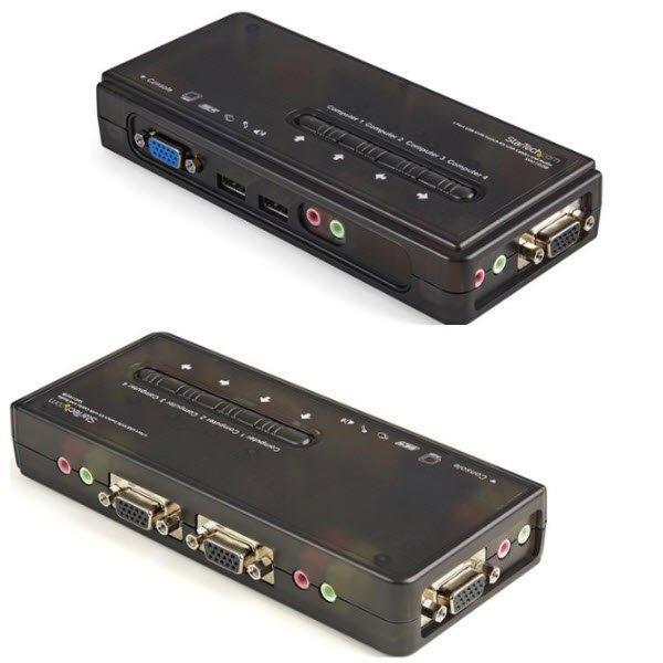 4ポートUSB接続KVMスイッチ(オーディオ対応 ケーブル付属) 4台用PCパソコン CPU切替器(...