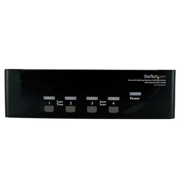 4ポート デュアルディスプレイ(DVI &amp; VGA)対応USB接続KVMスイッチ PCパソコンCPU...