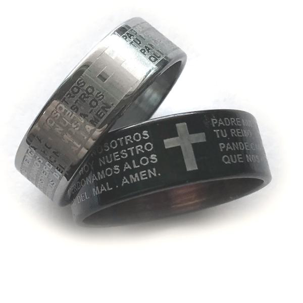 リング 指輪 メンズ アクセ リング クロス シルバー ブラック 聖書 刻印